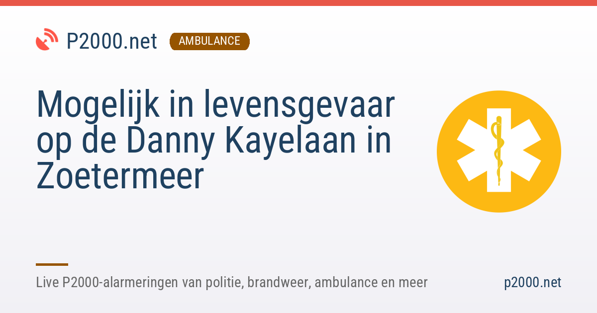 Mogelijk in levensgevaar in Zoetermeer | 4 augustus 2026 23:04 | P2000.net