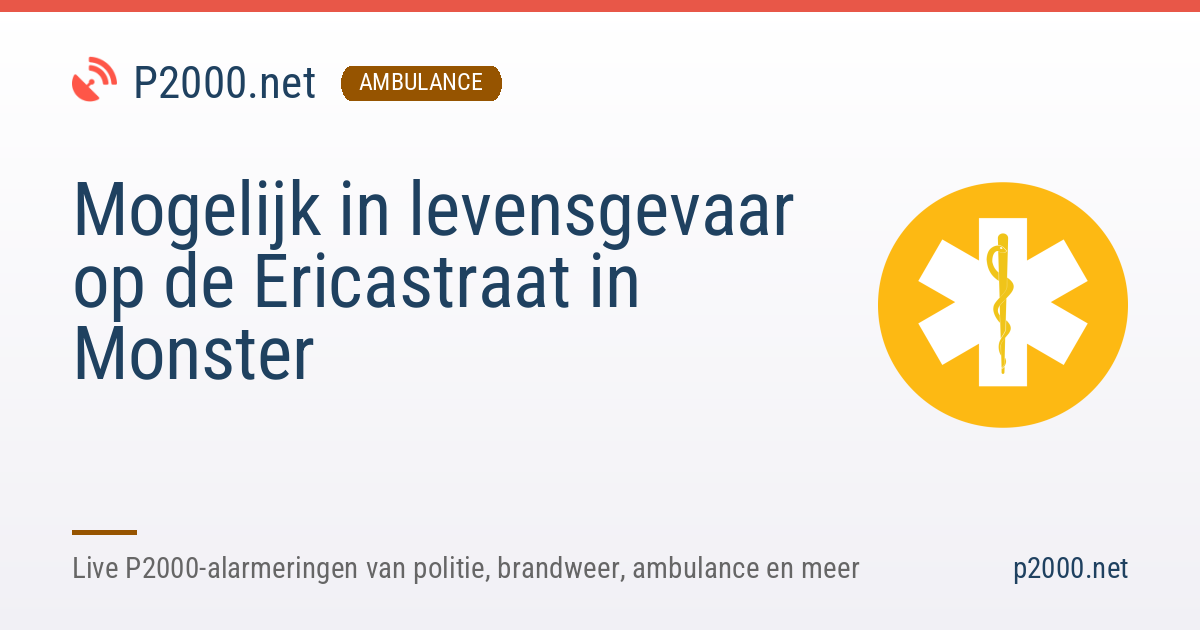 Mogelijk in levensgevaar in Monster | 26 oktober 2026 17:37 | P2000.net